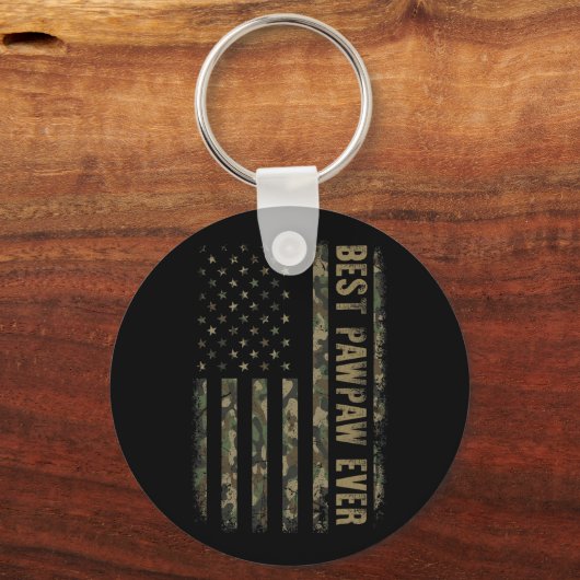 最高のポーパウエバーカモフラージュ米国国旗父の キーホルダー (正面)