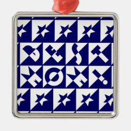 最高のマブルー白パターン星オーナメント メタルオーナメント