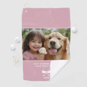 最高のママおもしろいフォトゴルファーモダンテンプレートピンク ゴルフタオル (インサイチュ)