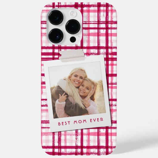 最高のママの写真 かわいいモダンな赤とピンクのデザイン Case-Mate iPhoneケース (裏面)