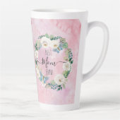 最高のママは常にピンクn白フローラルウォーター洗剤 カフェラテマグ (右)