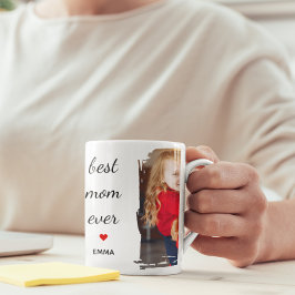 最高のママへ カスタム写真とテキストのタイポグラフィー マグカップ