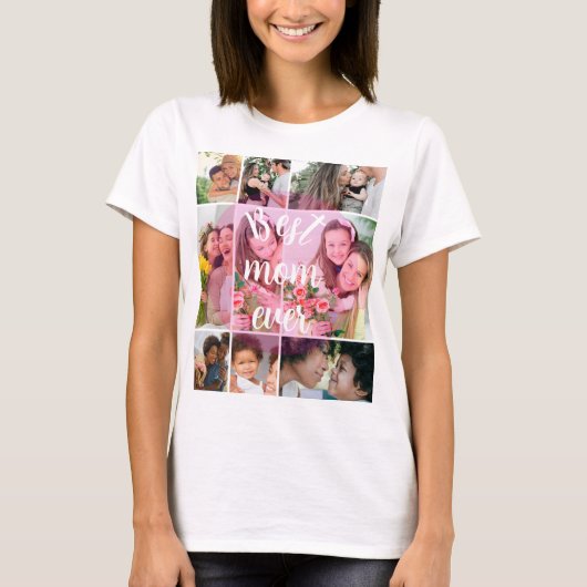 最高のママへ 9枚の写真コラージュ 母の日ギフト Tシャツ (正面)