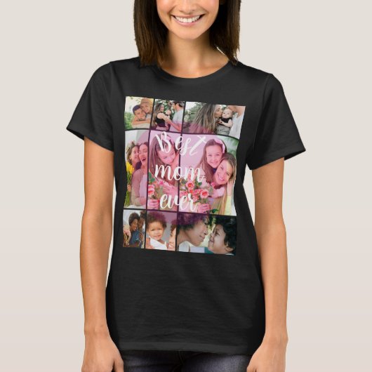最高のママへ 9枚フォトコラージュ 母の日ギフト Tシャツ (正面)