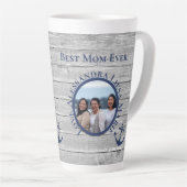 最高のママエバーグレイ航海のウッド海軍いかり カフェラテマグ (右アングル)