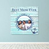 最高のママエバーティール(緑がかった色)ウッド航海のネイビーいかり キャンバスプリント (インサイチュ (ウッドフロア))