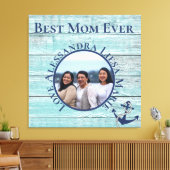 最高のママエバーティール(緑がかった色)ウッド航海のネイビーいかり キャンバスプリント (インサイチュ (リビング))