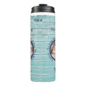 最高のママエバーティール(緑がかった色)ウッド航海のネイビーいかり タンブラー (正面)