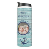 最高のママエバーティール(緑がかった色)ウッド航海のネイビーいかり タンブラー (回転右)