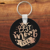 最高のママエバーバラ金ゴールドブラックハンドレタリング引用文 キーホルダー (正面)