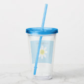 最高のママエバーホワイトデイジースカイブルー独身のイニシャル アクリルタンブラー (裏面)