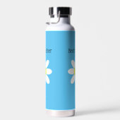 最高のママエバーホワイトデイジースカイブルー独身のイニシャル ウォーターボトル (右面)