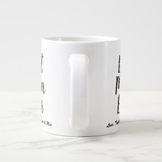 最高のママエバー黒カスタム文字パーソナライズされた ジャンボコーヒーマグカップ (裏面)