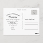 最高のママカスタムのドギー母の日はがき ポストカード (裏面)