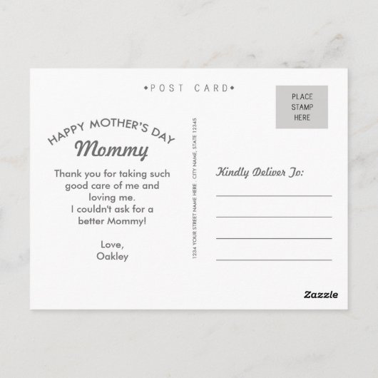 最高のママカスタムのドギー母の日はがき ポストカード (裏面)