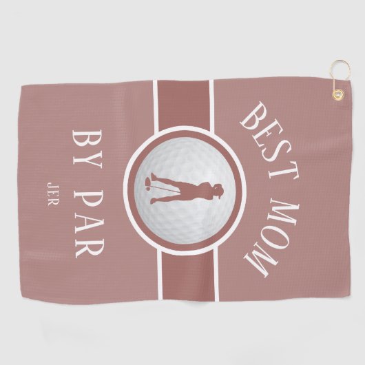 最高のママバイパーゴルフ引用文モノグラムピンク赤面 ゴルフタオル (横)
