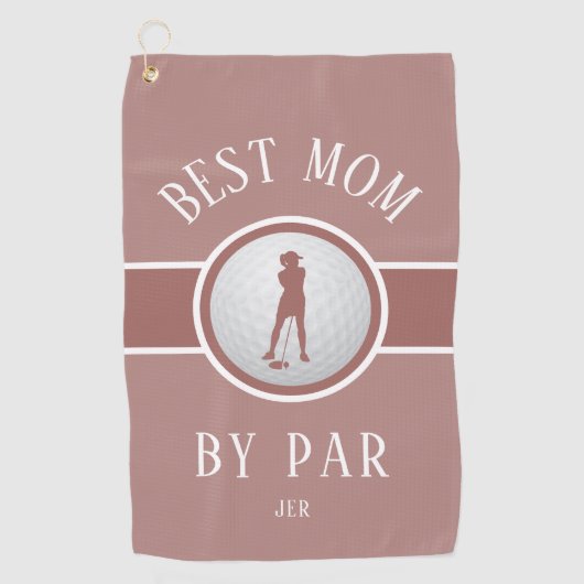 最高のママバイパーゴルフ引用文モノグラムピンク赤面 ゴルフタオル (正面)