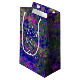 最高のマママエバーパープルブルーガーデンハンド色彩の鮮やか スモールペーパーバッグ