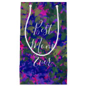 最高のマママエバーパープルブルーガーデンハンド色彩の鮮やか スモールペーパーバッグ (正面)