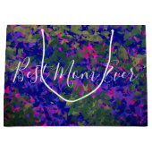 最高のマママエバーパープルブルーガーデンハンド色彩の鮮やか ラージペーパーバッグ (正面)