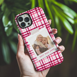 最高のママ写真かわいいモダンな赤とピンクのパターン iPhone 16 PRO MAXケース