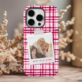 最高のママ写真 かわいいモダンな赤とピンクの柄 Case-Mate iPhoneケース