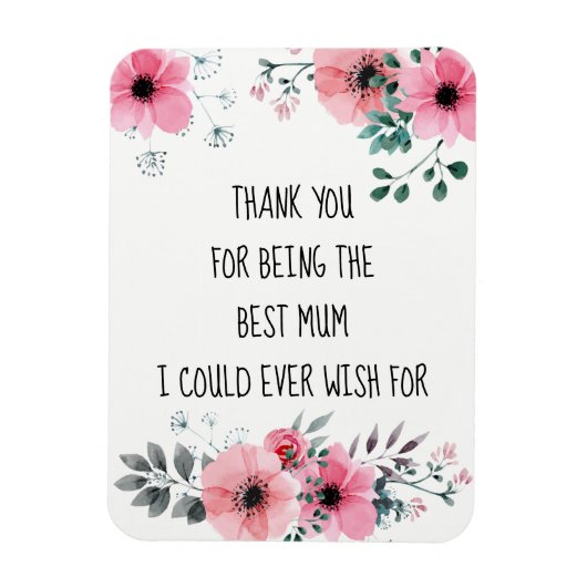 最高のママ名言ウォーターカラー花 マグネット (縦)