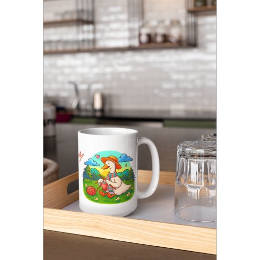 最高のママ かわいい編み物をするガチョウ コーヒーマグ コーヒーマグカップ