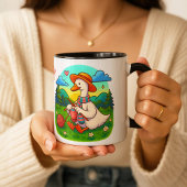 最高のママ かわいい編み物をするガチョウ コーヒーマグ コーヒーマグカップ