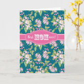 最高のママ エバー 母の日アップルブロッサム ダークブルー カード (黄色い花)