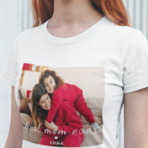 最高のママ カスタムフォト＆テキストのタイポグラフィーTシャツ