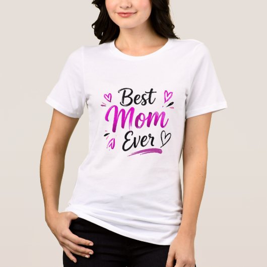 最高のママ ピンクハート トライブレンドＴシャツ (正面)