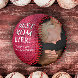 最高のママ レザープリント 母の日 フォトコラージュ 野球ボール