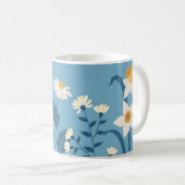 最高のママ 水仙とデイジーの花 コーヒーマグカップ (正面右)