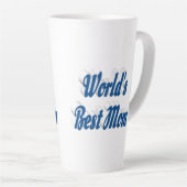 最高のママ 海の青い文字 カフェラテマグ (右アングル)