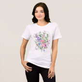 最高のママ 花柄の水彩デザイン トライブレンドTシャツ (正面全面)