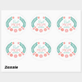 最高のママ 花柄デザイン ラウンドシール (シート)