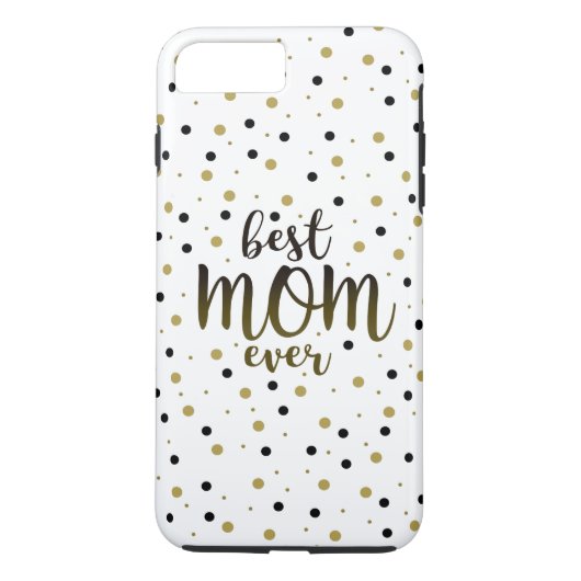 最高のママ、金と黒の紙吹雪 タイポグラフィ Case-Mate iPhoneケース (裏面)