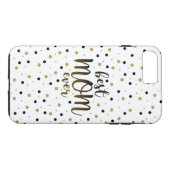 最高のママ、金と黒の紙吹雪 タイポグラフィ Case-Mate iPhoneケース (裏面(横))