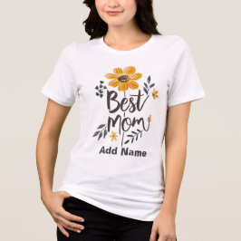 最高のママ 黄色い花柄 - オリジナルギフト トライブレンドＴシャツ