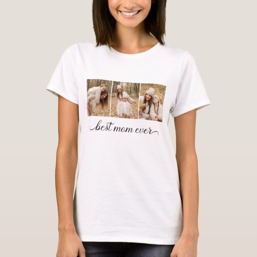 最高のママ 3枚フォトコラージュ 女性用 Tシャツ (正面)