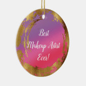最高のメイクアーティストエバガーリーシックなピンクの金ゴールド セラミックオーナメント (右)