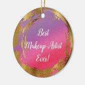 最高のメイクアーティストエバガーリーシックなピンクの金ゴールド セラミックオーナメント (左)