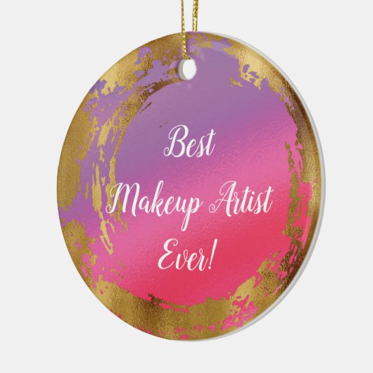 最高のメイクアーティストエバガーリーシックなピンクの金ゴールド セラミックオーナメント (左)