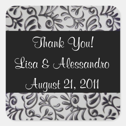 最高のメッセージカード名と日付 スクエアシール (正面)