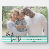 最高のモダンターコイズパパ家族の写真 フォトプラーク (正面)