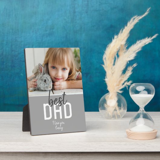 最高のモダンパパグレー写真父の日 フォトプラーク (側面)