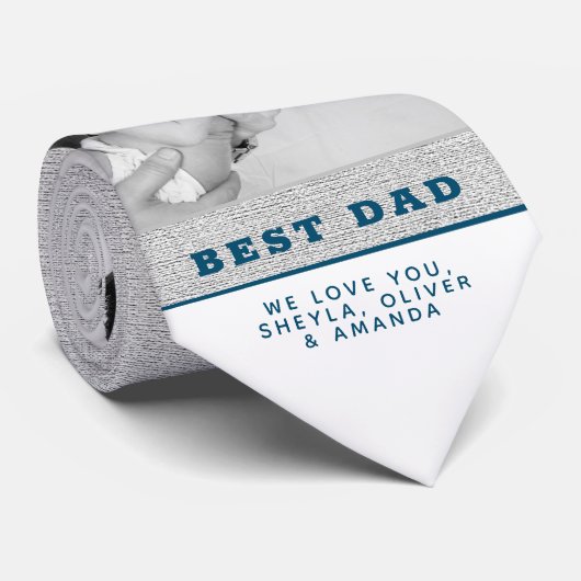 最高のモダンパパブルー父の日2写真コラージュ ネクタイ (ロール)