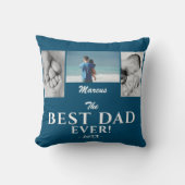 最高のモダンパパブルー父の日3写真コラージュ クッション (正面)