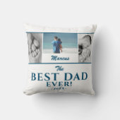 最高のモダンパパブルー父の日3写真コラージュ クッション (正面)